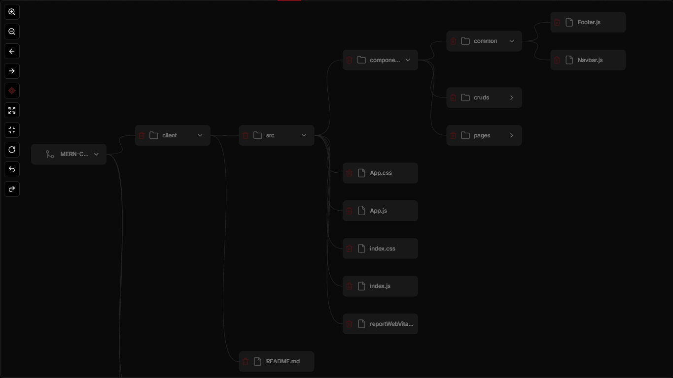 Animation of an interactive repository graph